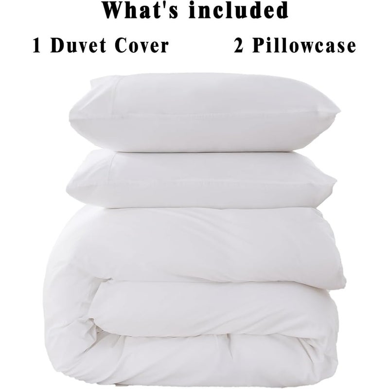 ARlinen Oversize King Duvet Cover Set, 100% Egyptian Cotton, 3 Piece Bedding Set with Zipper Closure, Includes 1 White Duvet Cover (120x98 inches) and 2 Pillow Cases (20x40 inches) - Image 3